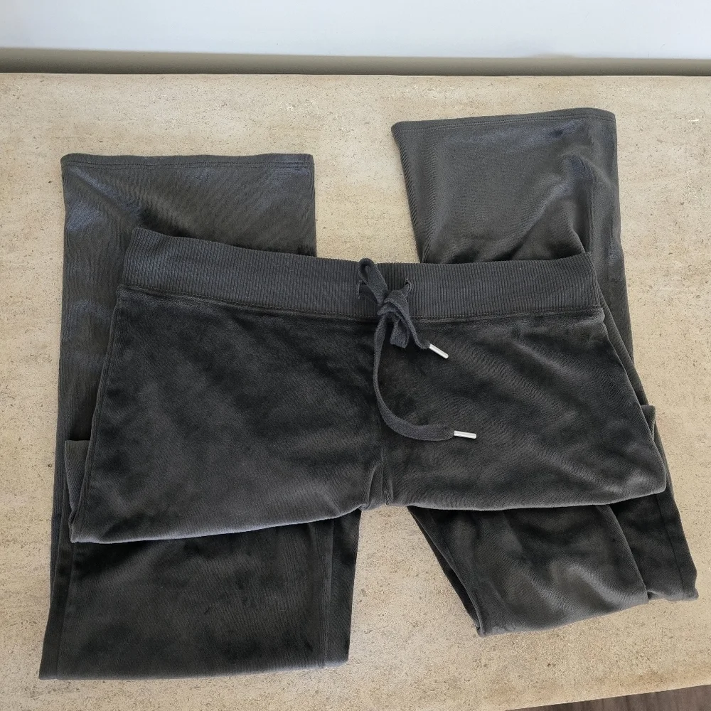 Aerie Grey Velvet Drawstring Flare Lounge Pants